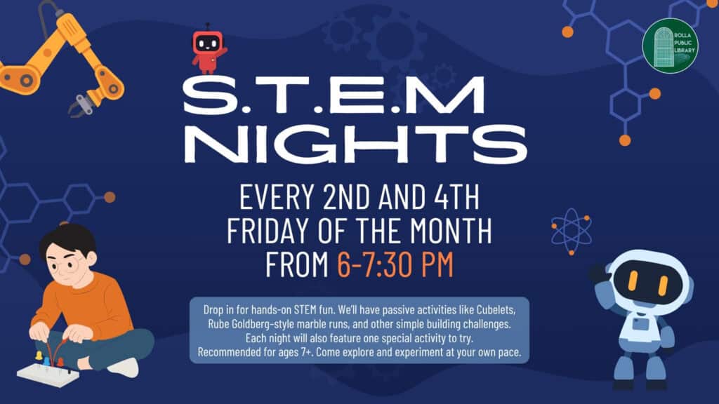 S.TE.M Nights 2nd and 4th Friday from 6-7:30pm